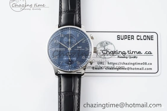 MIROTIME 1230 Portuguese Chrono IW3716 RSF 1:1 Best Edition Blue Dial on Black Leather Strap A RelaxedFit 7045